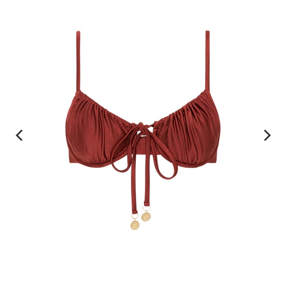 Kulani Kinis: RUCHED UNDERWIRE BRA BIKINI TOP - SWEET CINNAMON
Size: XS